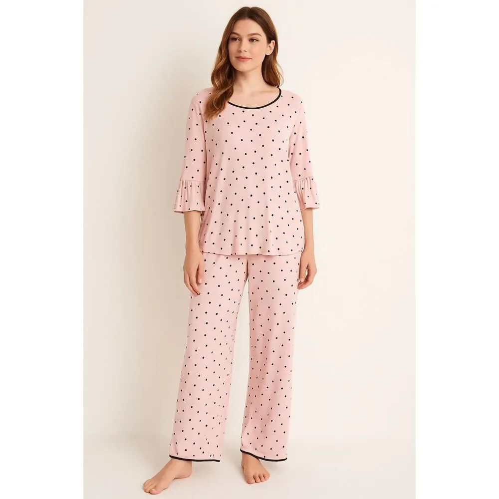 Kate Spade New York Pink Polka Dot Top and Pants Pajama Set  Women's Size Medium
